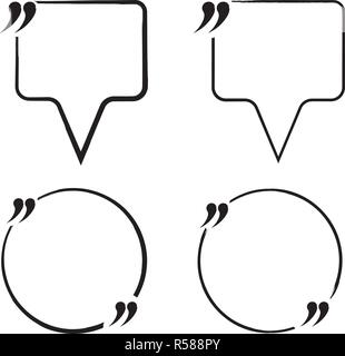 Satz Zitat leere Symbol und Label. Für Hinweis, Nachricht Vorlage, Kommentar. Vector Illustration. Stock Vektor