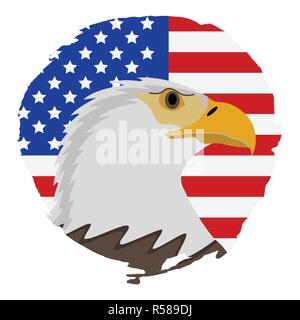 Amerikanische Flagge mit Adler Symbol. Glücklich 4. Juli und der Tag der Unabhängigkeit. Vector Illustration. Stock Vektor