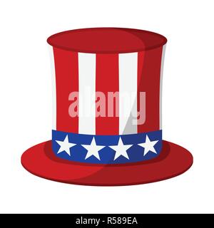 Uncle Sam hat Symbol. Glücklich 4. Juli und der Tag der Unabhängigkeit. Vector Illustration. Stock Vektor