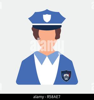 Polizei Arbeiter Symbol. Arbeiterin. Cartoon Stil. Vector Illustration. Stock Vektor