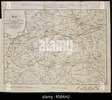 Karte mit der Route der Rückzug von Napoleons Armee, zwischen dem 25. November bis Januar 1813, aus Smolensk nach Warschau. . Skizze eines Amtsblatt der Rückzug und Flucht der französischen Armeen aus Moskau, und die Ausübung der Russen, zu ihrer Ankunft an der Weichsel. London: Schulze & Dean, 1813. Quelle: 9076. Ich.17, letzte Karte. Sprache: Englisch/Französisch. Stockfoto