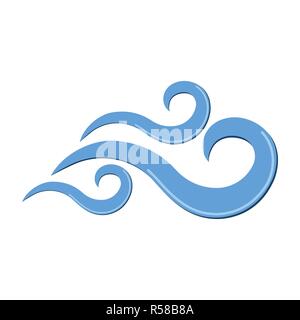 Wind Symbol. Wetter label für Web auf weißem Hintergrund. VCartoon Vector Illustration. Stock Vektor