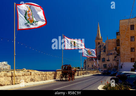 Dekorierte Straße in alte Stadt von Valletta, Malta Stockfoto