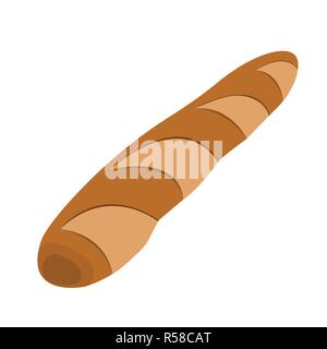 Baguette Symbol. Grillen und Picknick Label auf weißem Hintergrund. Cartoon Stil. Vector Illustration. Stock Vektor