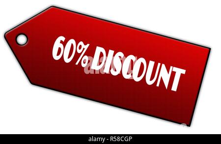 Rot 60 Prozent Rabatt. Stockfoto