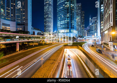 Hong Kong Skyline bei Nacht Stockfoto