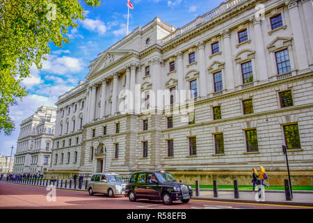 Der Churchill War Rooms Museum, einem historischen unterirdischen Komplex, daß ein britisches Befehl Regierung untergebracht, London, England Stockfoto