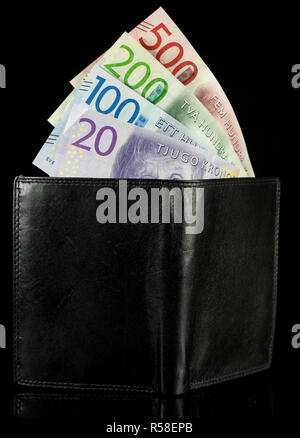 Wallet mit Schwedische Krone Währung Stockfoto