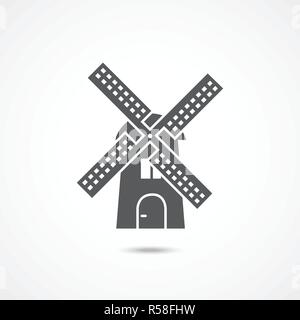 Mühle Flachbild-Symbol Stock Vektor