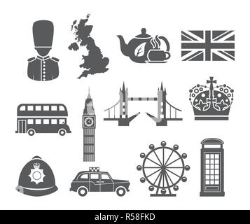 England Symbole gesetzt Stock Vektor