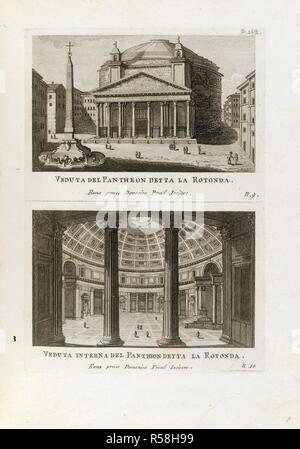 Blick auf das Pantheon. Beschreibung Europas, Bd. II. Italien [ROM] 1795. [Ganze folio] zwei Drucke aus 'Blick auf Rom, usw.", gestochen von Domenico Pronti, der Blick auf den Pantheon, die das Äußere, und unten, einen Blick in das innere Bild Beschreibung Europas getroffen, Vol. II. Ursprünglich veröffentlicht in Italien [ROM] 1795 produziert. . Quelle: Hinzufügen. 64100, f 95. Sprache: Italienisch. Stockfoto