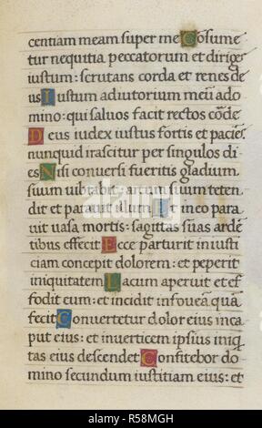 Text Seite; Psalm 7. Mirandola Stunden. Italien, ca. 1490-1499. [Ganze folio] Text Seite vom Büro des Toten; das Ende von Psalm 7. Bild von Mirandola Stunden genommen. Ursprünglich veröffentlicht in Italien produziert, ca. 1490-1499. Quelle: Hinzufügen. 50002, w.94. Sprache: Latein. Stockfoto