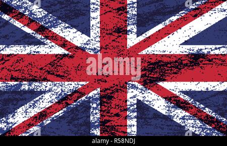 Vektor grunge Flagge des Vereinigten Königreichs Hintergrund Stock Vektor