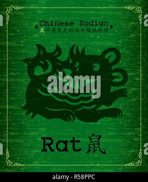 Vektor Chinesisches Tierzeichen - Jahr der Ratte Stock Vektor