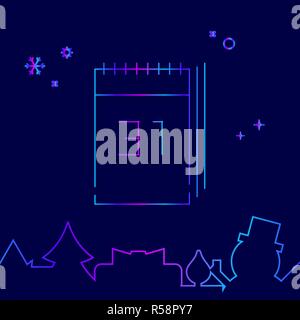 Das neue Jahr Kalender Vektorlinie Symbol, Symbol, Piktogramm, Zeichen auf einem dunkelblauen Hintergrund. Der unteren Grenze Stock Vektor