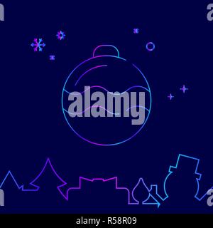 Christmas Ball, Dekoration Vektorlinie Symbol, Symbol, Piktogramm, Zeichen auf einem dunkelblauen Hintergrund. Der unteren Grenze Stock Vektor