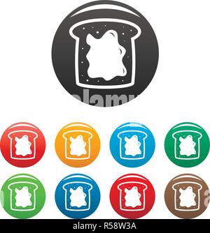 Choco Butter Brot Icons Set 9 Farbe Vektor isoliert auf Weiss für jedes Design Stock Vektor