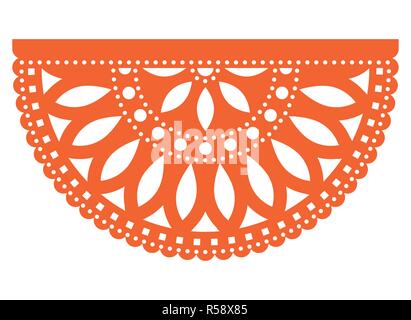 Mexikanische Partei vector Template Design, Papel Picado fiesta Papier schneiden Sie mit floralen und geometrischen Muster, traditionelle Party Dekoration aus Mexiko Stock Vektor