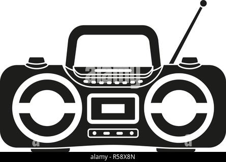 Schwarze und weiße boombox Silhouette Stock Vektor
