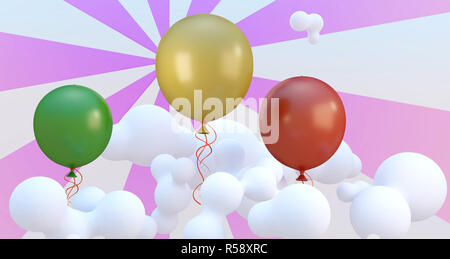3D-Render Abbildung. Luftballons in den Himmel. Stockfoto