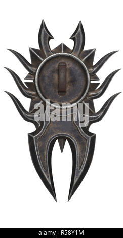 Fantasy schwarzen Schild mit Spikes auf einem isolierten Hintergrund. 3D-Darstellung Stockfoto