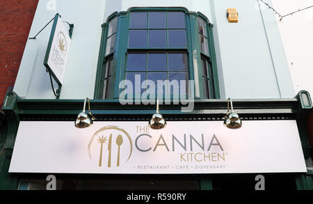 Ein Blick auf die Canna Küche in Brighton, erste Cannabis infundiert Restaurant, das dieses Wochenende Eröffnung ist in Großbritannien. Stockfoto