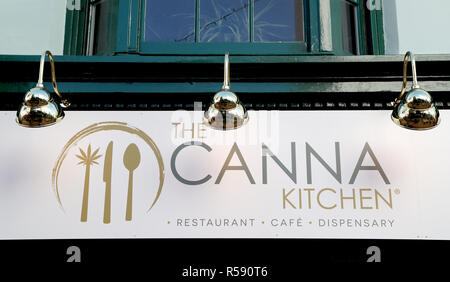 Ein Blick auf die Canna Küche in Brighton, erste Cannabis infundiert Restaurant, das dieses Wochenende Eröffnung ist in Großbritannien. Stockfoto