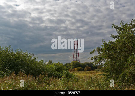 Leuchtturm Camping in Ostfriesland Stockfoto
