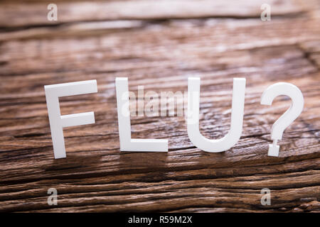Grippe Text mit Fragezeichen Zeichen Stockfoto