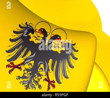 3D-Flagge des Heiligen Römischen Reiches. 3D-Darstellung. Stockfoto