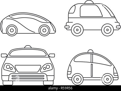 Fahrerlose Smart Car Icon Set. Umrisse von fahrerlosen Smart Auto Vector Icons für Web Design auf weißem Hintergrund Stock Vektor