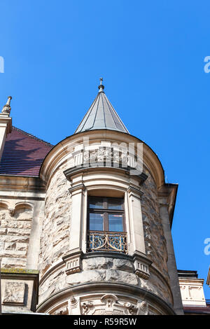 17. Jahrhundert Schloss Moszna, Turm mit Details, Oberschlesien, Polen Stockfoto