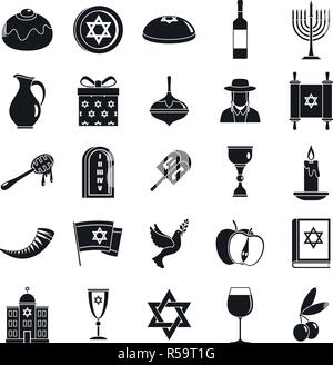 Hanukkah Menorah Icon Set. Einfaches Einstellen von Hanukkah Menorah Vector Icons für Web Design auf weißem Hintergrund Stock Vektor