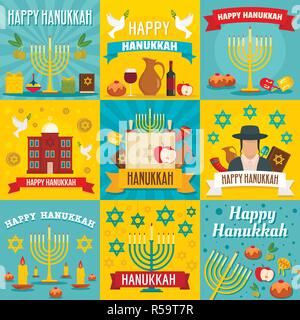 Chanukka Banner ist. Flache Darstellung von hanukkah Vektor Banner für Web Design Stock Vektor