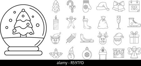 Weihnachten Symbol gesetzt. Umrisse der Weihnachtsferien Vector Icons für Web Design auf weißem Hintergrund Stock Vektor