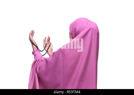 Hübsche asiatische muslimischen Frau in die Hand und Beten Stockfoto