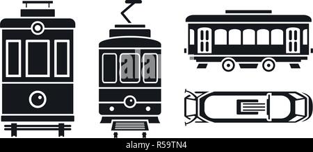 Tram Car Icon Set. Einfache Tram Car Vector Icons für Web Design auf weißem Hintergrund Stock Vektor