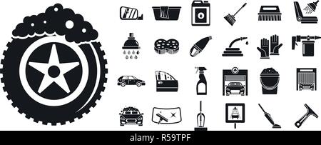 Reinigung Auto waschen Icon Set. Einfache Reinigung Auto waschen Vector  Icons für Web Design auf weißem Hintergrund Stock-Vektorgrafik - Alamy