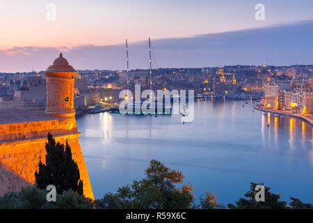 Grand Harbor und Birgu von Valletta, Malta Stockfoto