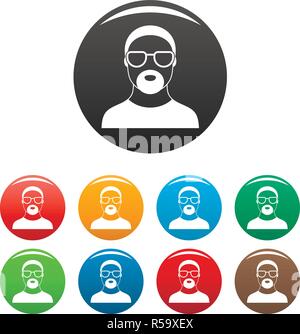 Hip hop Mann Icons Set 9 Farbe Vektor isoliert auf Weiss für jedes Design Stock Vektor