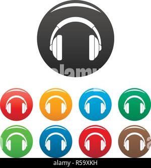 Rap headset Icons Set 9 Farbe Vektor isoliert auf Weiss für jedes Design Stock Vektor
