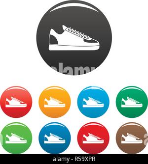 Rap sneakers Icons Set 9 Farbe Vektor isoliert auf Weiss für jedes Design Stock Vektor