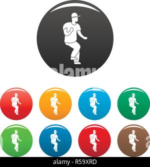 Hip Hop Tänzer Icons Set 9 Farbe Vektor isoliert auf Weiss für jedes Design Stock Vektor