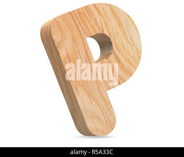 3D-dekorative Holz- Alphabet, Großbuchstabe P Stockfoto