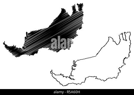 Sarawak (Landkreise, von Malaysia, Föderation Malaysia) Karte Vektor-illustration, kritzeln Skizze Sarawak Karte Stock Vektor