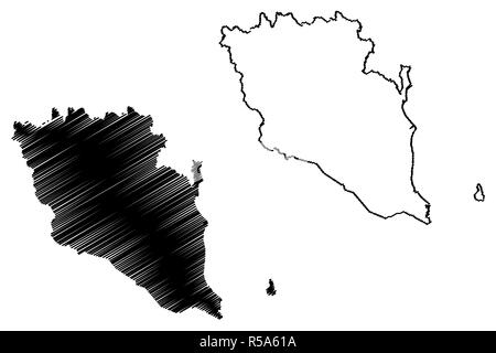 Pahang (Landkreise, von Malaysia, Föderation Malaysia) Karte Vektor-illustration, kritzeln Skizze Pahang Darul Makmur Karte Stock Vektor