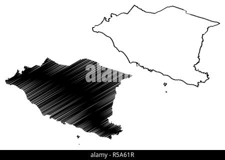 Malakka (Landkreise, von Malaysia, Föderation Malaysia) Karte Vektor-illustration, kritzeln Skizze Malacca Zustand Karte Stock Vektor