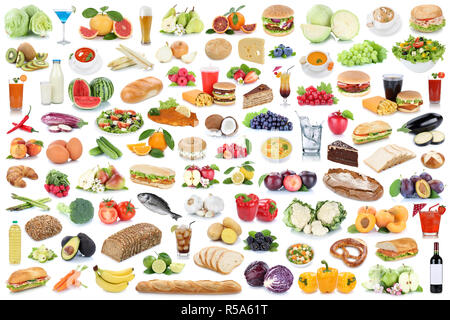 Sammlung collage Essen gesund essen Obst und Gemüse Obst essen Ausschneiden Stockfoto