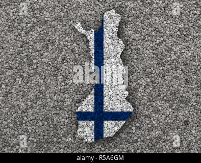 Karte und Flagge Finnland Stockfoto