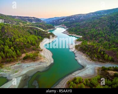 Luftbild des Flusses Diarizos, Zypern Stockfoto